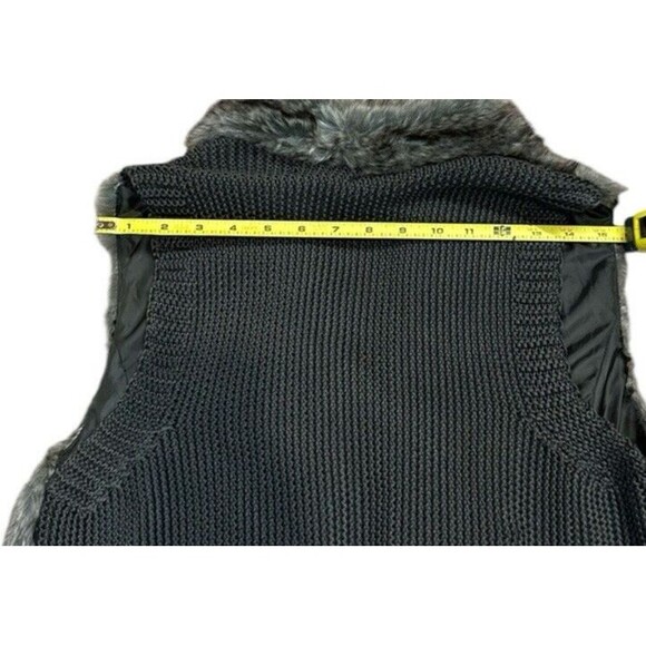 Maurices faux fur Vest size L Open Front Gray Black Knit Back soft sleeveless - Picture 8 of 14